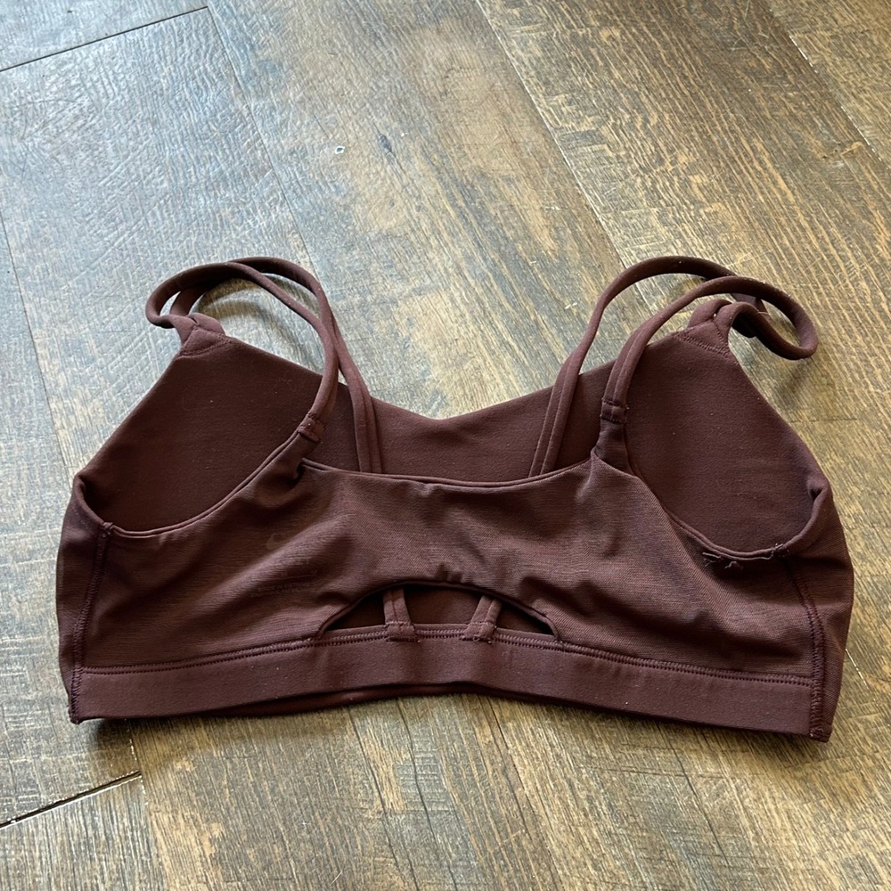 Nike Indy Light Support Sports Bra Dark Brown Double Strap Racerback Medium Yoga - Picture 6 of 7